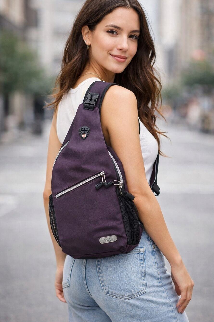 Mosiso Anti-Theft Backpack Crossbody Plum Travel Daypack Unisex Water Resistant